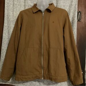 Volcom Men's Palm Drive faux sherpa lined canvas jacket in a tan  Size L
